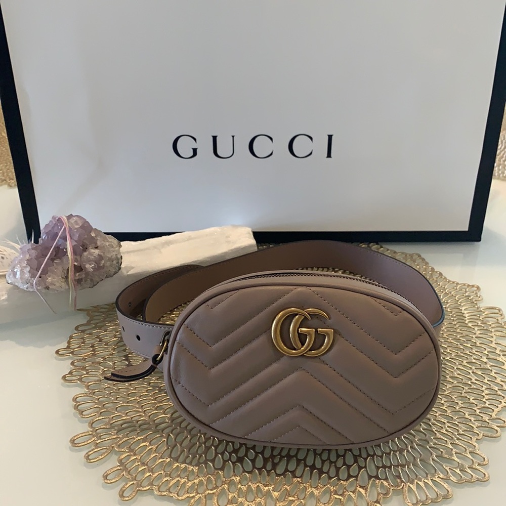 NWT Gucci GG Marmont Matelasse Leather Belt Bag